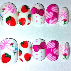 SoldddddKids pretty in pink custom 10pc  press on nails for girls and teens